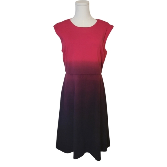 Catherine Malandrino Red & Black Ombre Sleeveless Fit & Flare Dress Size Large - Picture 2 of 6